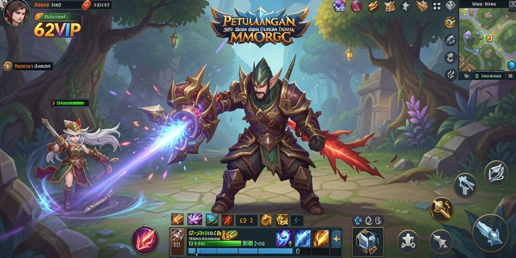 Tampilan gameplay MMORPG yang mendebarkan di 62VIP.