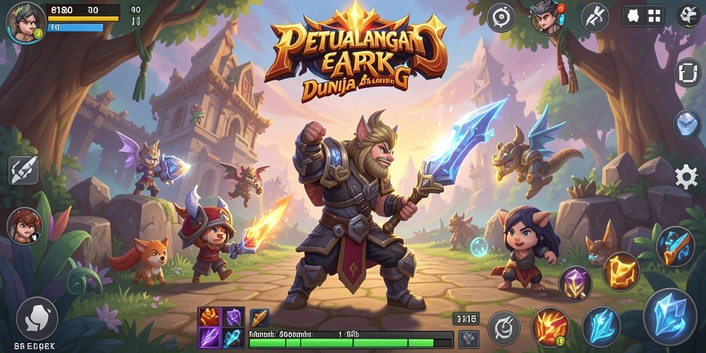 Menampilkan aksi seru dalam game ARPG yang epik.