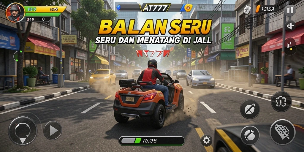 Tampilan gameplay balap seru di AT777 dengan mobil beraksi.