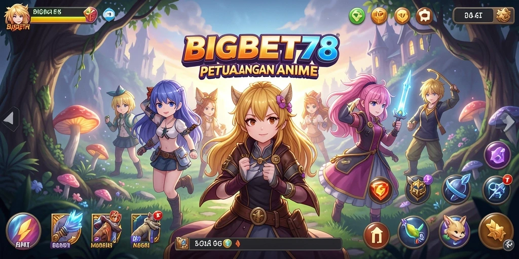 Screenshot gameplay BIGBET78 menampilkan karakter anime yang dinamis.