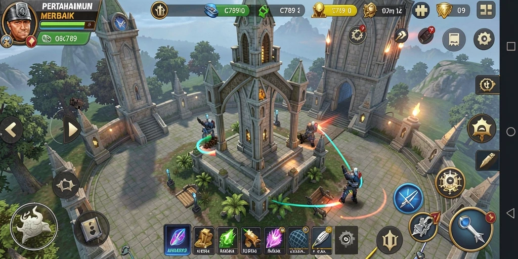 Tampilan gameplay C789 yang mendebarkan dalam Tower Defense.