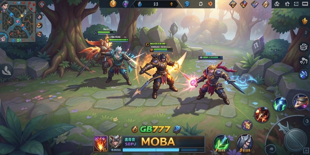 Tampilan gameplay intens di dalam <strong>GB777</strong> selama pertarungan tim.