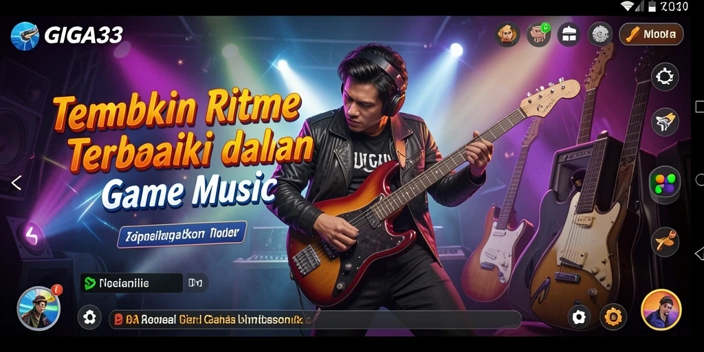 Tampilan gameplay seru GIGA33 dengan lagu-lagu menarik.