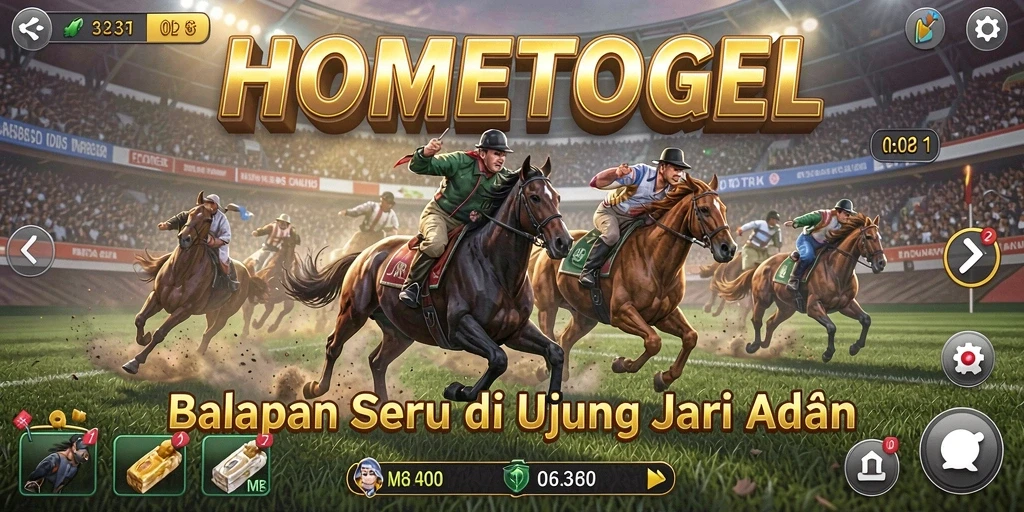 Tangkapan layar gameplay <strong>HOMETOGEL</strong> yang menampilkan aksi balap yang mendebarkan.