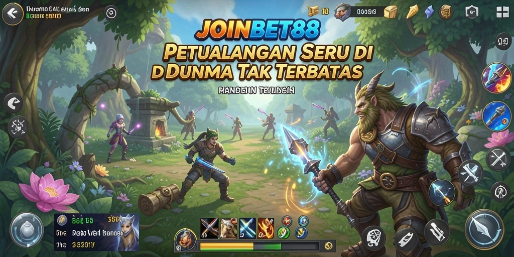 Screenshot utama JOINBET88 menampilkan pemain menjelajahi dunia petualangan.