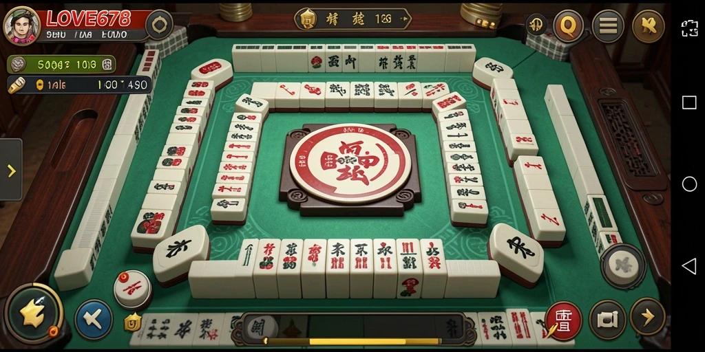 Screenshot gameplay LOVE678 menampilkan aksi Mahjong yang seru dan menantang.