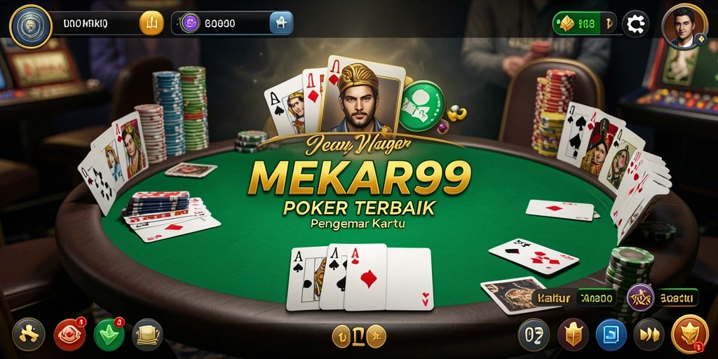 Tampilan gameplay seru dalam MEKAR99 saat bermain Poker.