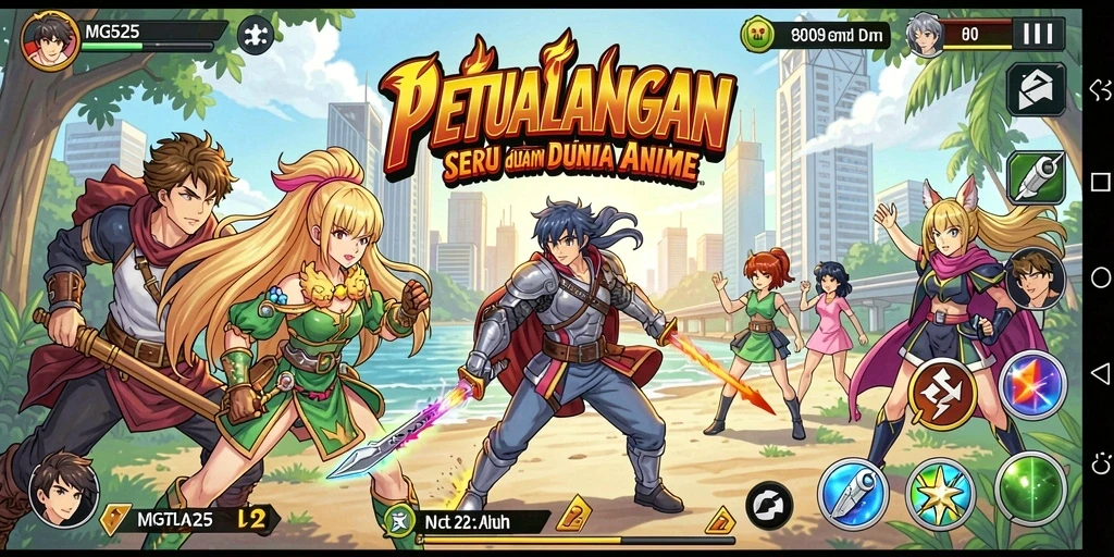 Tampilan gameplay MG525 dengan karakter anime yang menarik.
