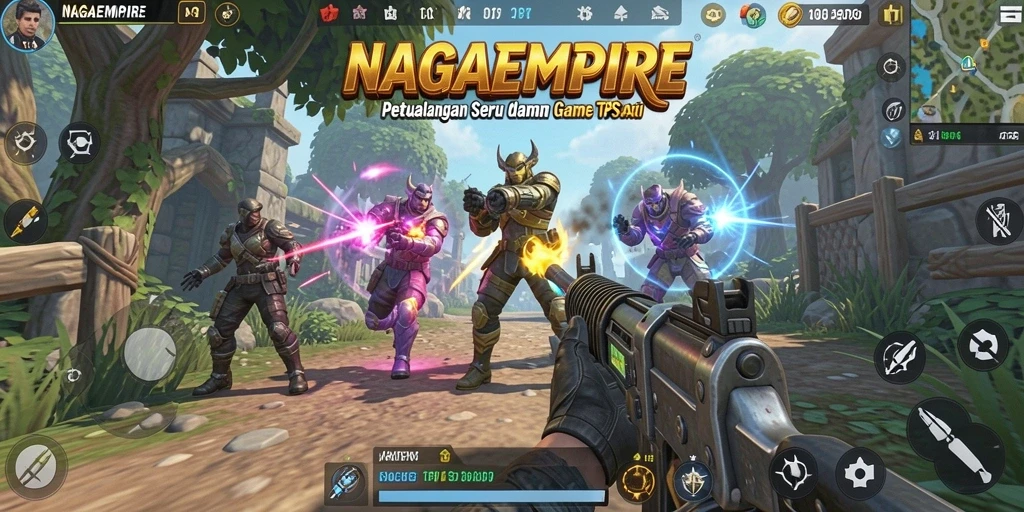 Screenshot NAGAEMPIRE yang menampilkan aksi pertempuran seru dalam TPS.