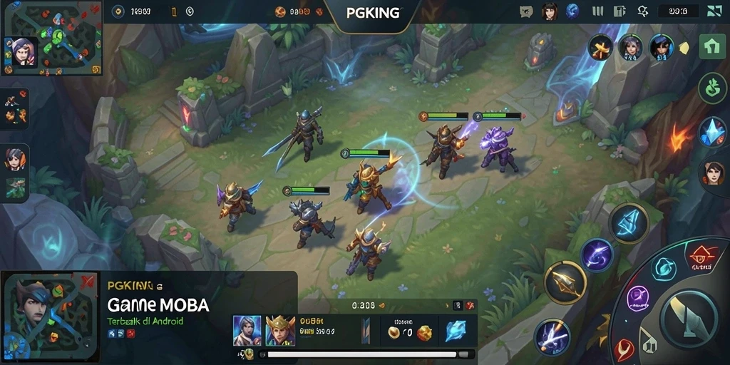 Screenshot gameplay PGKING menunjukkan aksi seru dan strategi tim yang kompleks.