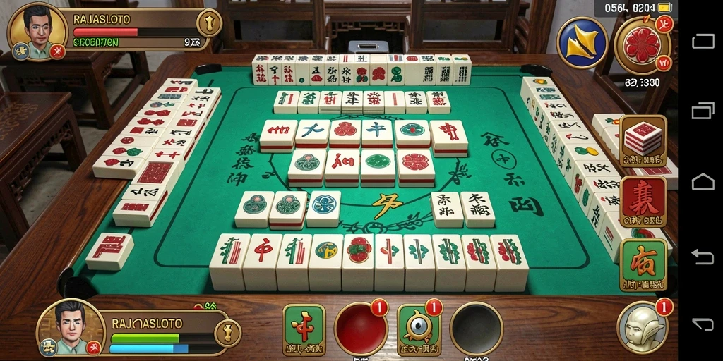 Screenshot gameplay <strong>RAJASLOTO</strong> menampilkan aksi Mahjong yang mendebarkan.