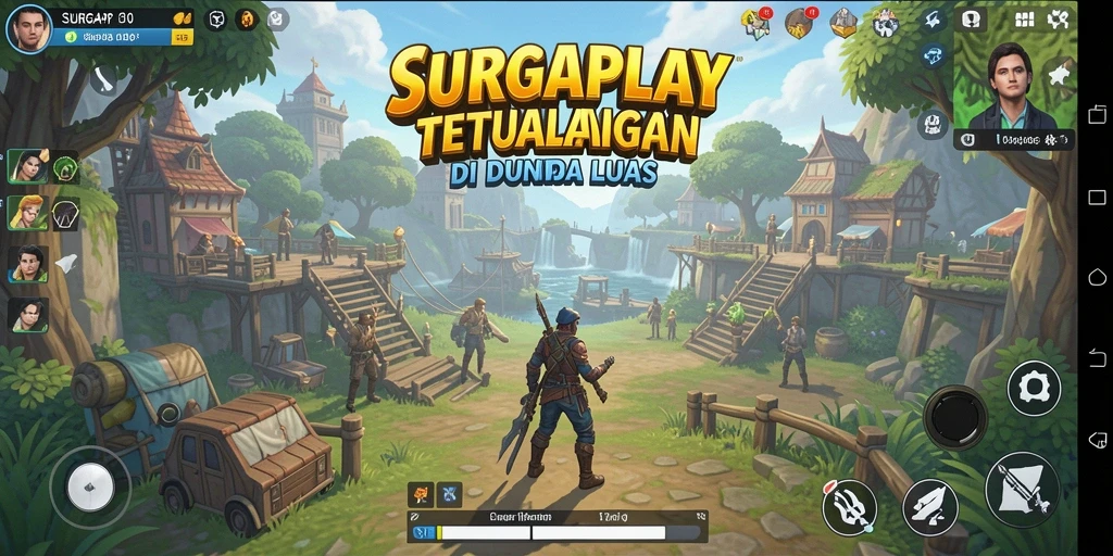 Tampilan gameplay SURGAPLAY dalam dunia terbuka yang luas.