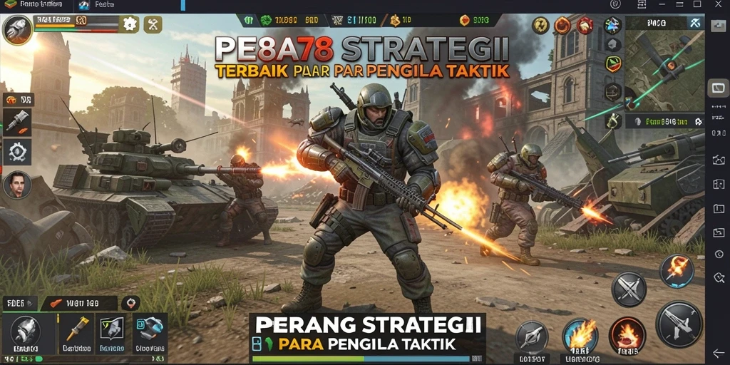 Tangkapan layar WE878 menampilkan aksi peperangan yang menegangkan dalam permainan strategi.